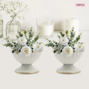 10 PCS Metal mini Vase White/Bright Golden. For Flower Arrangement Container Home Vessel Ornament / Wedding.