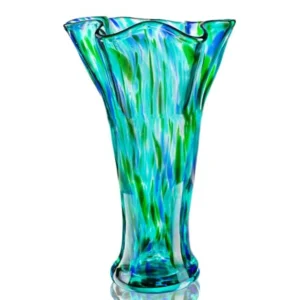 Green Blown Glass Vase for Flowers