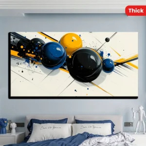 Abstract wall decoration, with thick pine solid wood frame