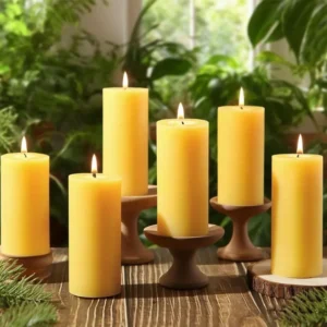 Natural Beeswax Pillar Candles, 560 Hours Long, for Home, Prayer, Emergency - Dripless Smokeless.