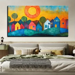 large abstract canvas wall art print, with thick pine solid wood frame
