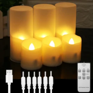 6Pcs/Set Rechargeable LED Candle with Flickering Flames